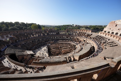 A view of the ancient Roman Colosseum, in Rome, Friday, Oct. 24, 2025. (AP Photo/Andrew Medichini) A view of the ancient Roman Colosseum, in Rome, Friday, Oct. 24, 2025. (AP Photo/Andrew Medichini)