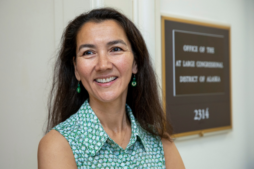 FILE - Rep.-elect Mary Peltola, D-Alaska, is interviewed on Capitol Hill in Washington, Sept. 12, 2022. (AP Photo/Amanda Andrade-Rhoades, File)