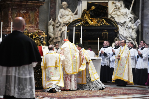 Cardinal Raymond Leo Burke celebrates an old Latin Mass for pilgrims in St. Peter's Basilica, at the Vatican, Saturday, Oct. 25, 2025. (AP Photo/Alessandra Tarantino) Cardinal Raymond Leo Burke celebrates an old Latin Mass for pilgrims in St. Peter's Basilica, at the Vatican, Saturday, Oct. 25, 2025. (AP Photo/Alessandra Tarantino)