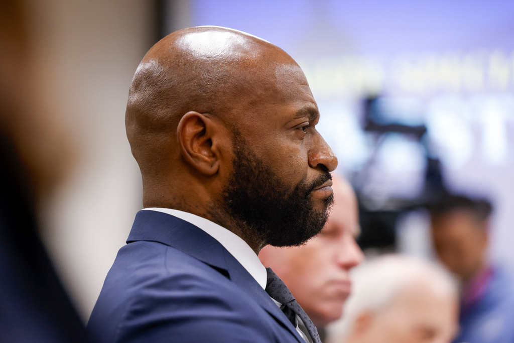Former Fulton County special prosecutor Nathan Wade testifies at a Senate Special Committee on Investigations Subcommittee hearing at the Capitol in Atlanta, Friday, March 13, 2026. (Arvin Temkar/Atlanta Journal-Constitution via AP)