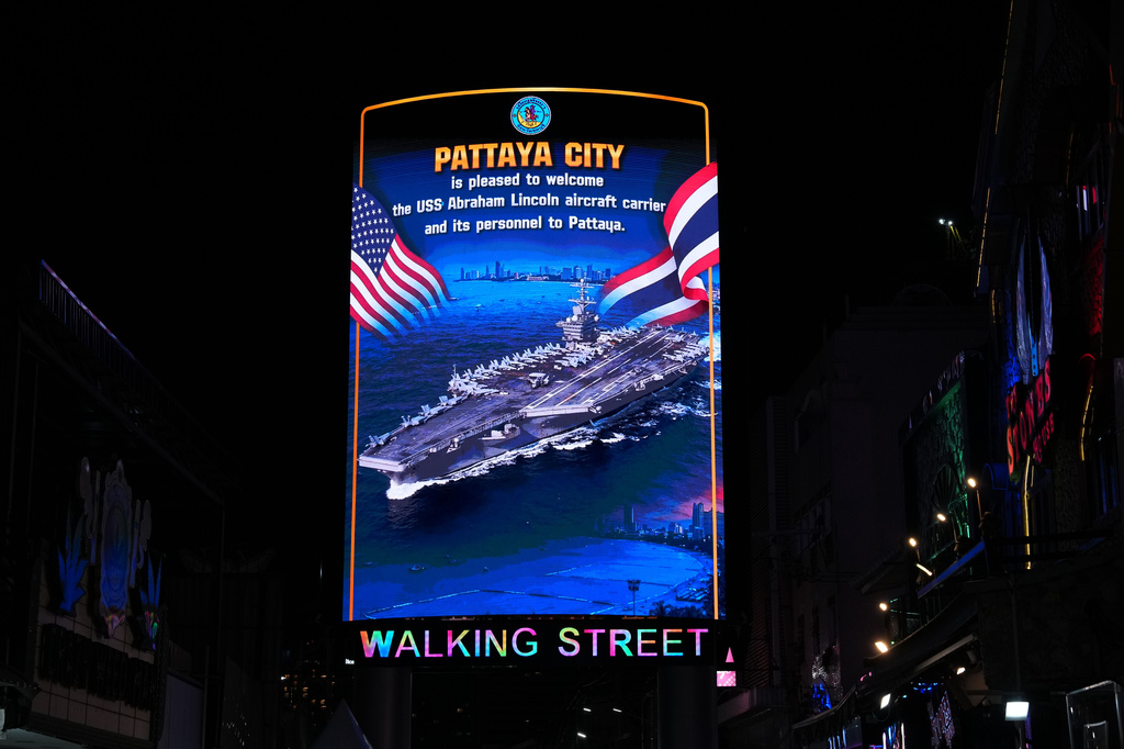 Billboard display at Walking Street in Pattaya, Thailand, Wednesday, Sept. 2, 2026. (AP Photo/Sakchai Lalit)