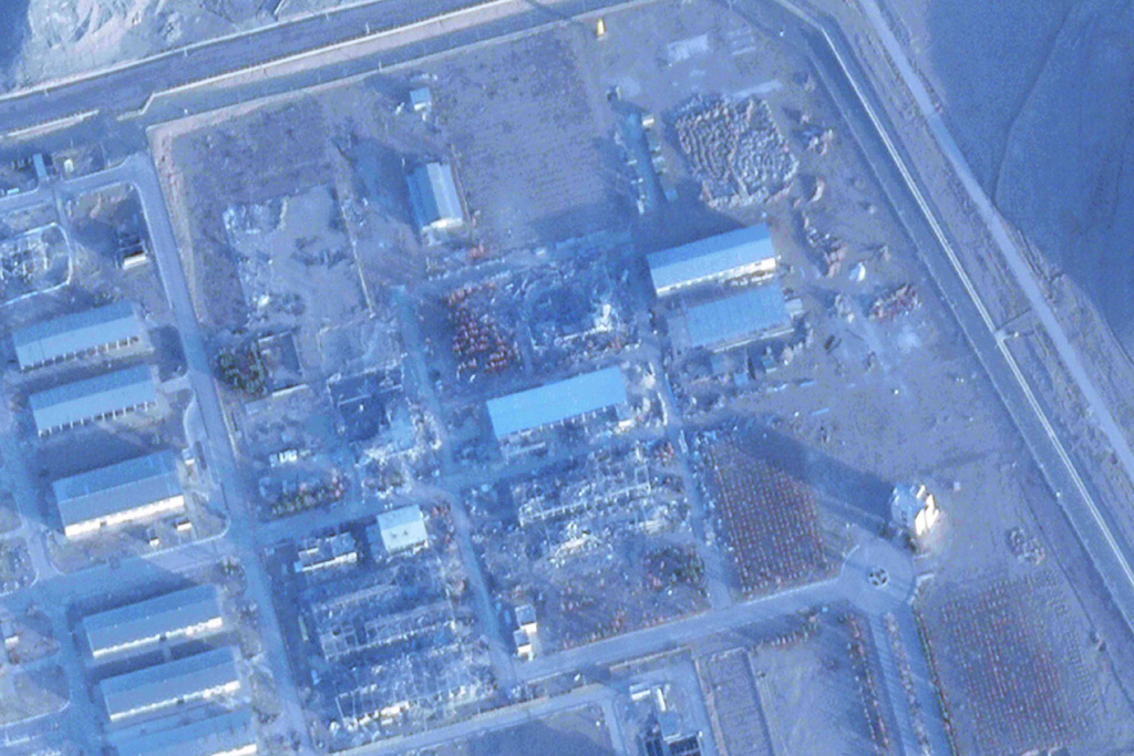 This satellite image from Planet Labs PBC shows a roof built over rubble Iran's Isfahan Nuclear Technology Center outside of Isfahan, Iran, on Wednesday, Jan. 28, 2026. (Planet Labs PBC via AP)