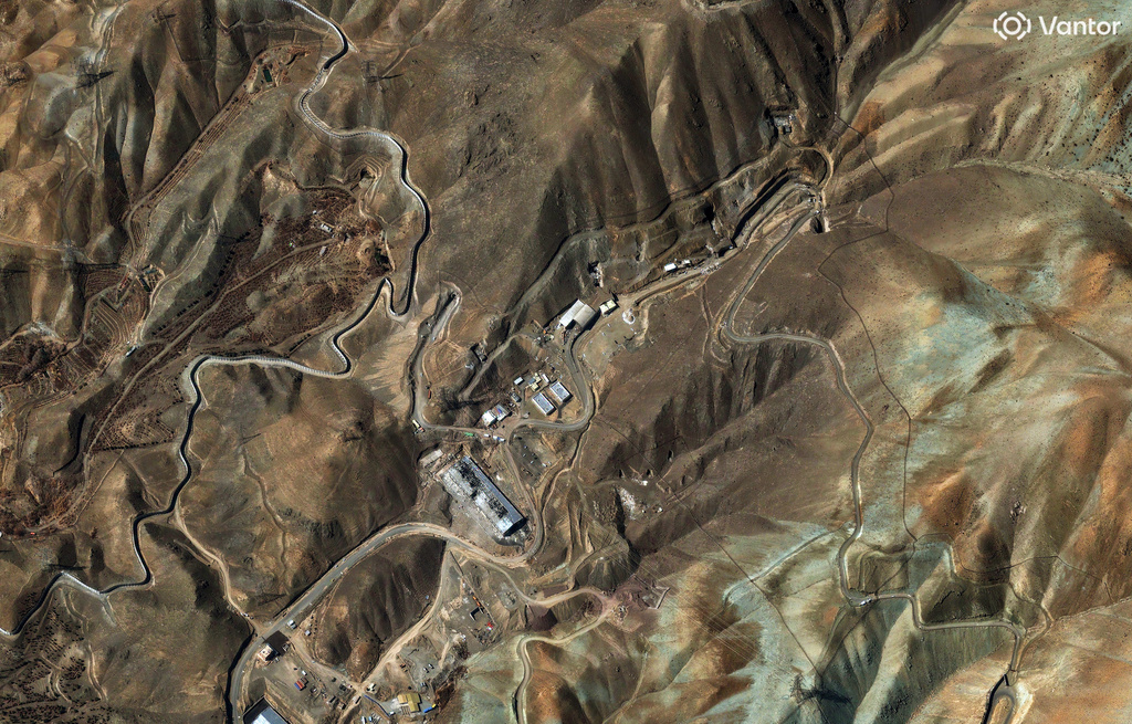 This satellite image provided by Vantor shows damaged buildings at the Garmdarah missile base in Iran, on Wednesday, March 4, 2025. (Satellite image ©2026 Vantor via AP)