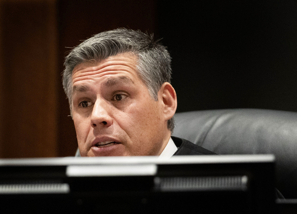 Fourth District Court Judge Tony Graf speaks during a hearing for Tyler Robinson, accused in the fatal shooting of conservative activist Charlie Kirk, in 4th District Court, on Friday, March. 13, 2026, in Provo, Utah. (Laura Seitz /The Deseret News via AP, Pool)