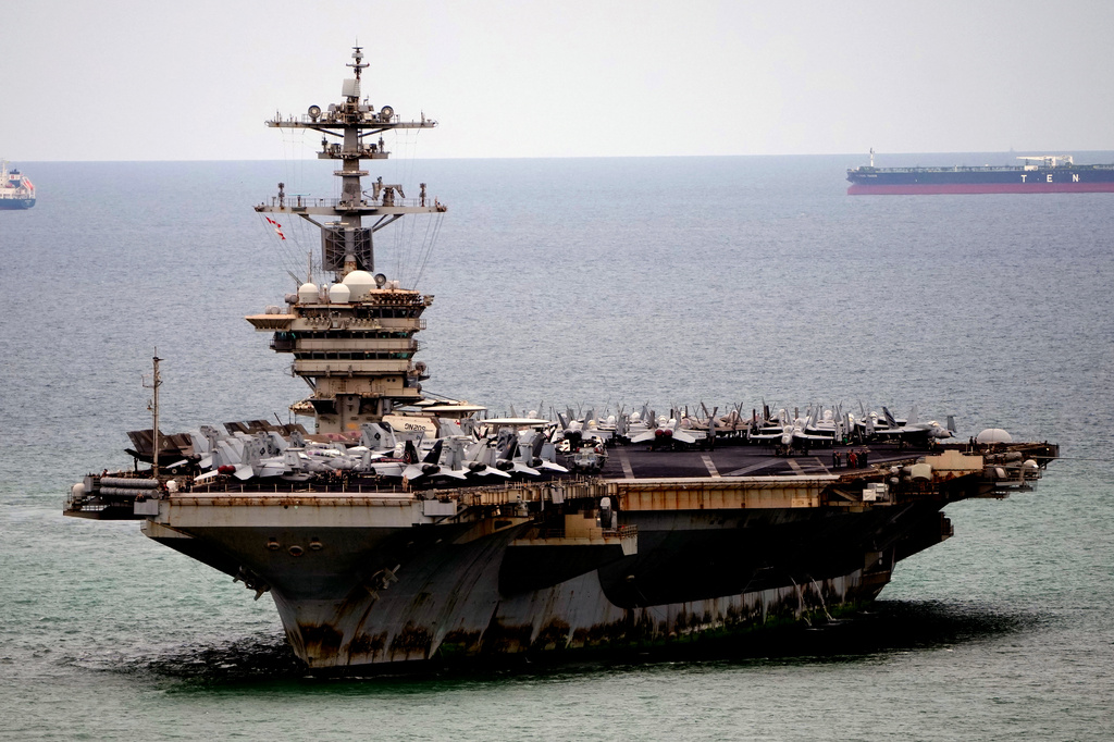 The U.S. Navy aircraft carrier USS Abraham Lincoln arrives at the port in Laem Chabang, Chonburi, Thailand, Wednesday, Sept. 2, 2026. (AP Photo/Sakchai Lalit)