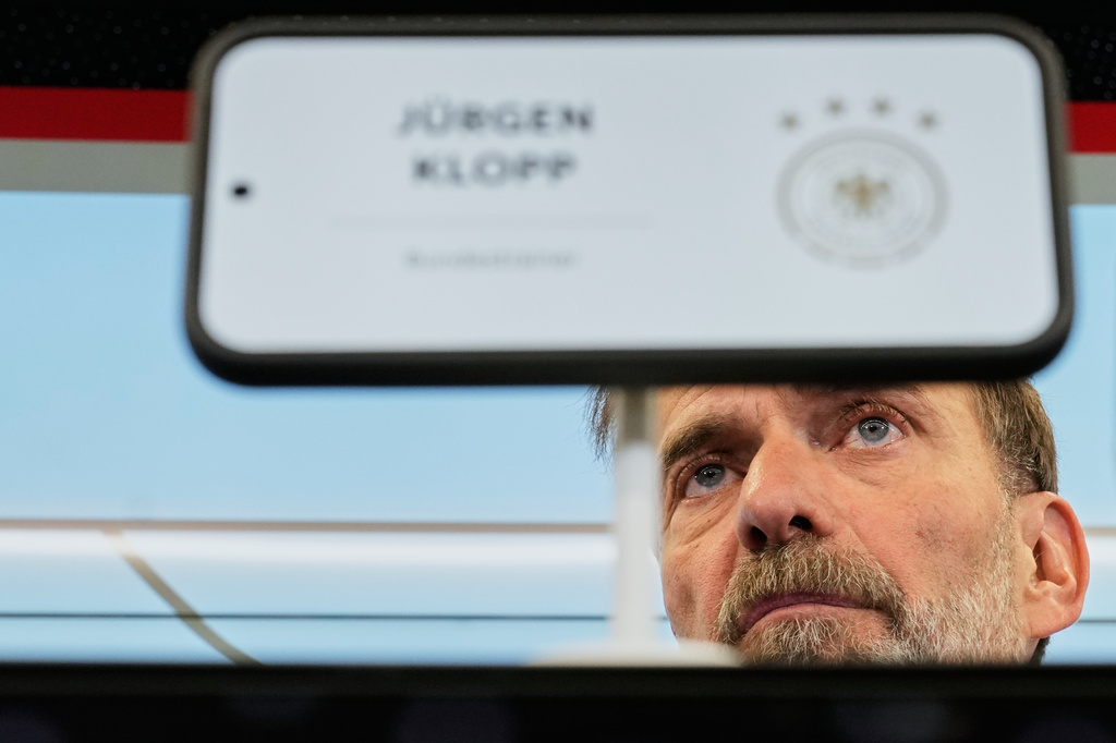 Newly appointed head coach of the German national soccer team Juergen Klopp attends a news conference at the headquarters of the German Football Association DFB in Frankfurt, Germany, Friday, July 24, 2026. (AP Photo/Michael Probst)
