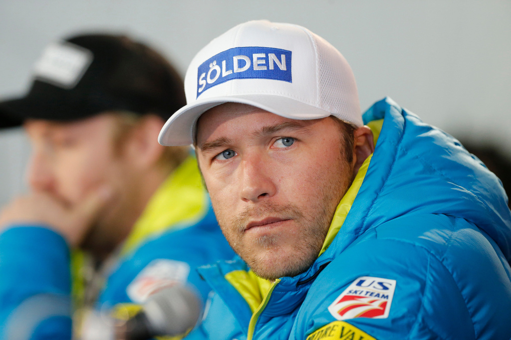 FILE - USA men's ski team member and six-time Olympic medalist Bode Miller participates in a news conference at the alpine skiing world championships Feb. 2, 2015, in Beaver Creek, Colo. (AP Photo/Brennan Linsley, File)