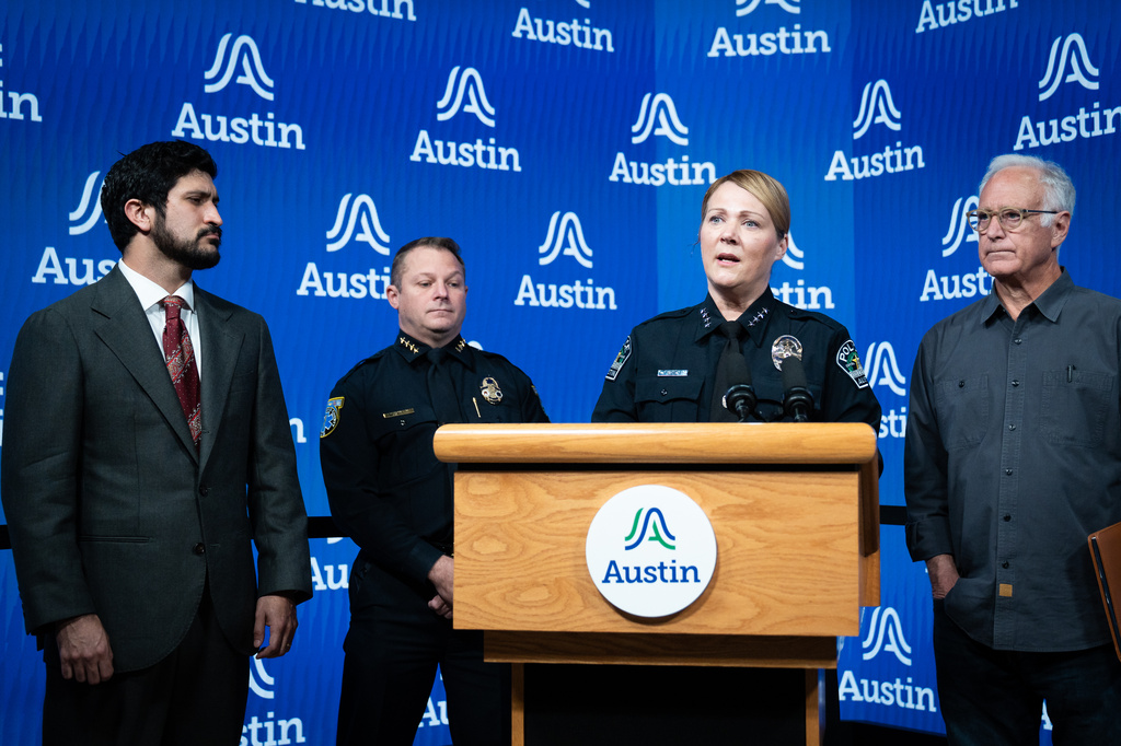 Austin Police Chief Lisa Davis speaks during a news conference at Austin City Hall, Sept. 20, 2026, after a federal immigration agent shot and wounded a man in North Austin, Texas (Sara Diggins/The San Antonio Express-News via AP)