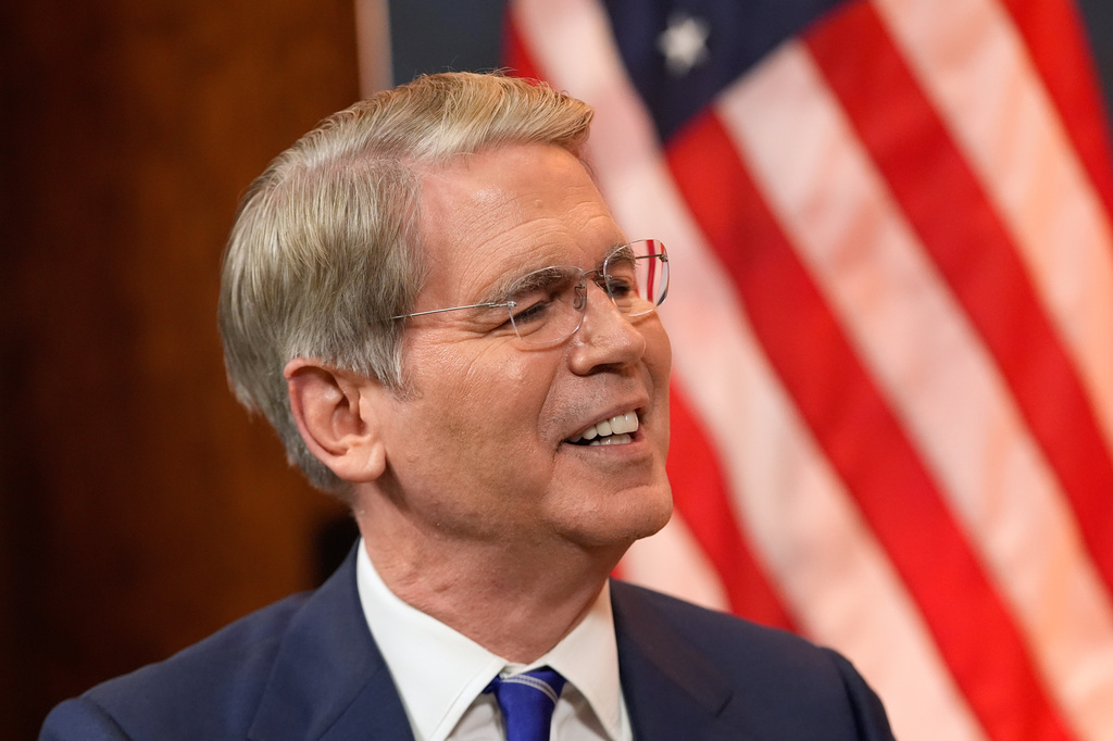 Treasury Secretary Scott Bessent speaks during an interview with The Associated Press in Asheville, N.C., Sunday, Aug. 30, 2026. (AP Photo/Gerald Herbert)