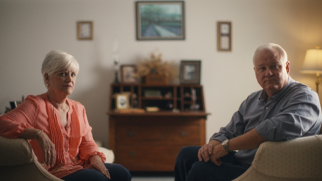 This image released by HBO shows Eileen Umbehr, left, and her husband Keen Umbehr, from the docuseries "A Killer Story." (HBO via AP)