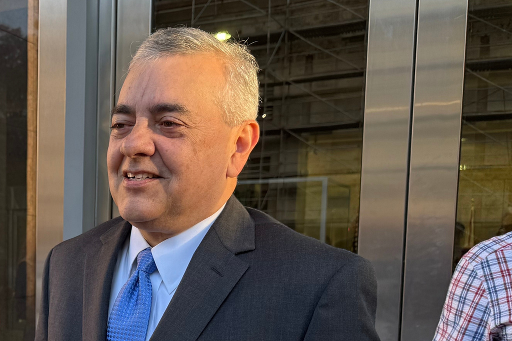 Former congressman David Rivera arrives at the James Lawrence King Federal Building on Tuesday, March 24, 2026, in Miami. (AP Photo/Joshua Goodman)