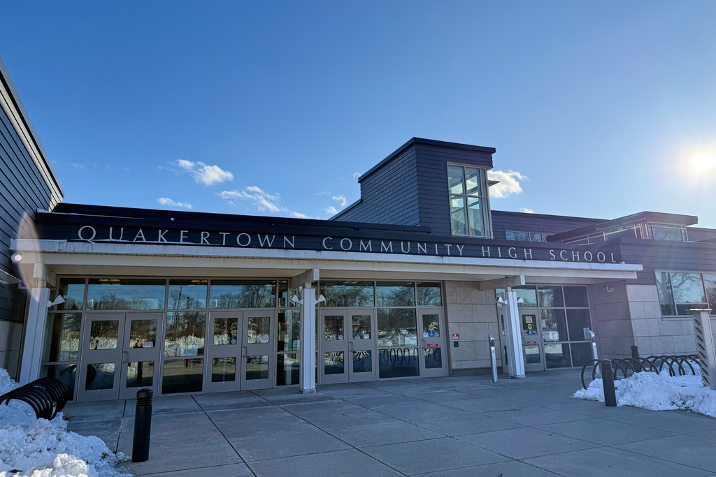 Quakertown Community High School is seen, Tuesday, Feb. 24, 2026, in Quakertown, Pa. (PJ Schaefer via AP)