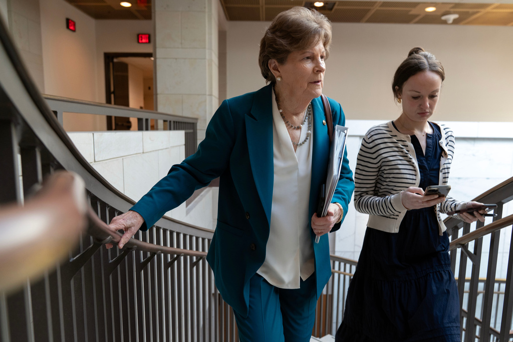 Sen. Jeanne Shaheen, D-N.H., leaves after a closed door briefing on the Iran war before the Senate Armed Services Committee at the Capitol Tuesday, March 10, 2026, in Washington. (AP Photo/Jose Luis Magana)