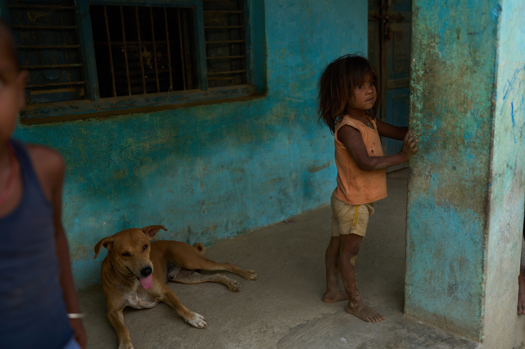 Children play in Gaur, Nepal, on May 19, 2026. (AP Photo/Bram Janssen)