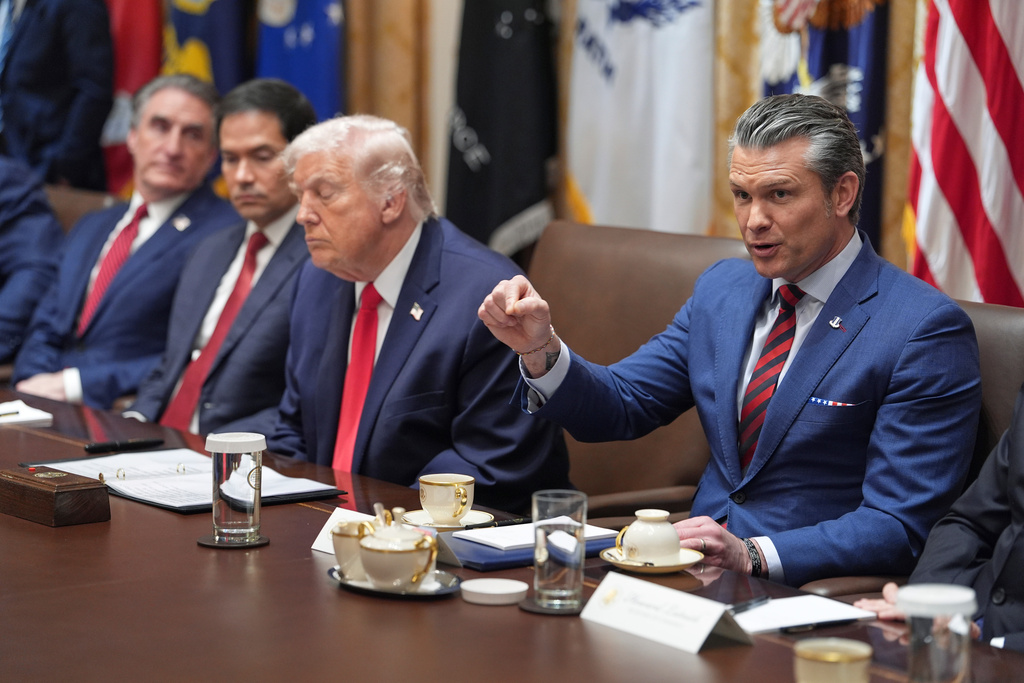 Defense Secretary Pete Hegseth speaks during a cabinet meeting at the White House, Thursday, Jan. 29, 2026, in Washington. (AP Photo/Evan Vucci)