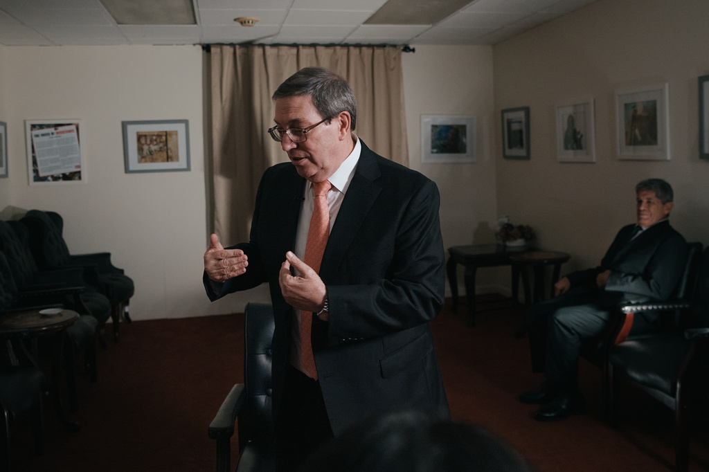 Cuban Foreign Minister Bruno Rodríguez speaks during an interview at the Permanent Mission of Cuba on Thursday, Sept. 24, 2026, in New York. (AP Photo/Andres Kudacki)