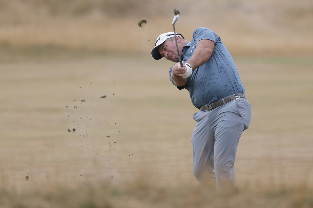 Ryan Fox of New Zealand plays a shot from the 11th fairway during the third day of the British Open Golf championships at Royal Birkdale golf club, in Southport, England, Saturday, July 18, 2026. (AP Photo/Peter Morrison)