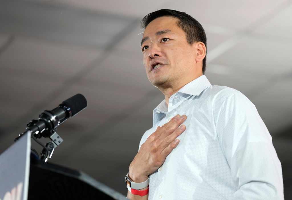 FILE - Texas state Rep. Gene Wu speaks to the crowd before California Gov. Gavin Newsom during a rally with Harris County Democrats at the IBEW local 716 union hall on Nov. 8, 2025, in Houston. (AP Photo/Karen Warren, File)
