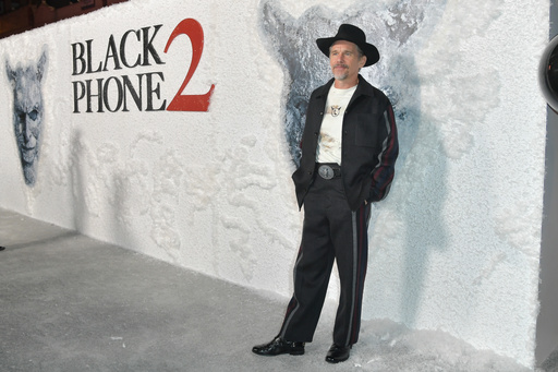 Ethan Hawke arrives at a special screening of "Black Phone 2" on Wednesday, Oct. 8, 2025, at TCL Chinese Theatre in Los Angeles. (Photo by Richard Shotwell/Invision/AP) Ethan Hawke arrives at a special screening of "Black Phone 2" on Wednesday, Oct. 8, 2025, at TCL Chinese Theatre in Los Angeles. (Photo by Richard Shotwell/Invision/AP)