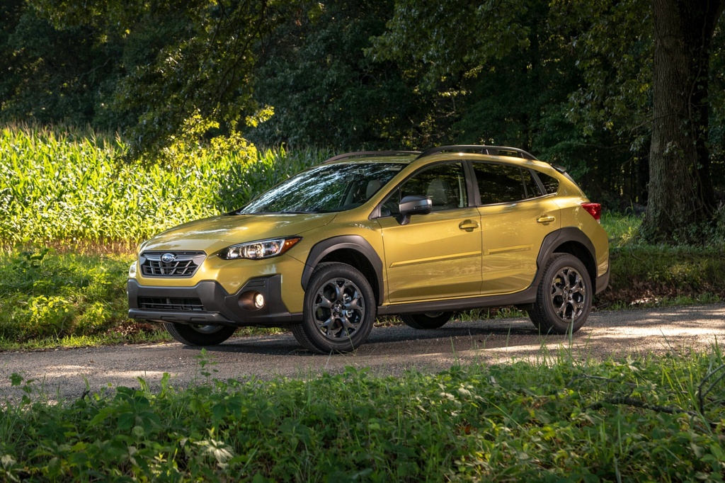 This photo provided by Subaru shows the 2021 Crosstrek. The Crosstrek helps you get off the beaten path with standard all-wheel drive and extra ground clearance. (Courtesy of Subaru of North America via AP)