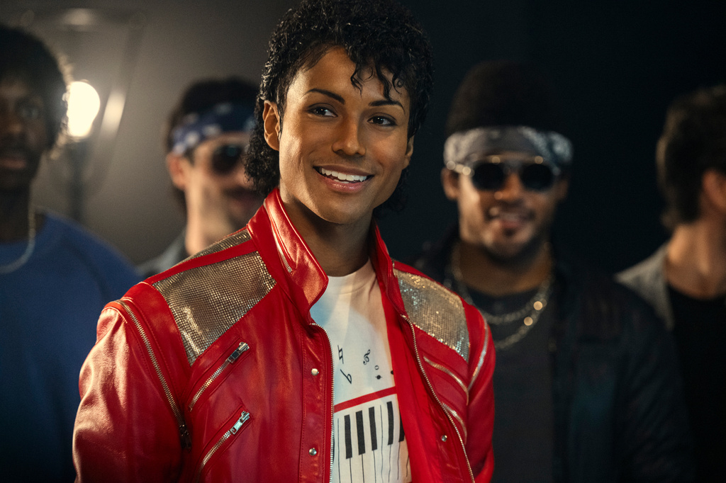 This image released by Lionsgate shows Jaafar Jackson as Michael Jackson in a scene from "Michael." (Glen Wilson/Lionsgate via AP)