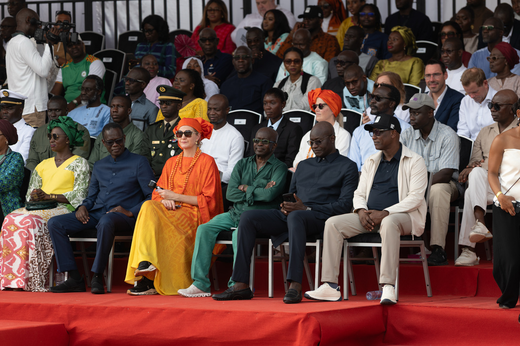 Officials attend an Olympic torch lighting ceremony, ahead of the Dakar 2026 Youth Olympic Games, in Dakar, Senegal, Saturday, Sept. 12, 2026. (AP Photo/Sylvain Cherkaoui)