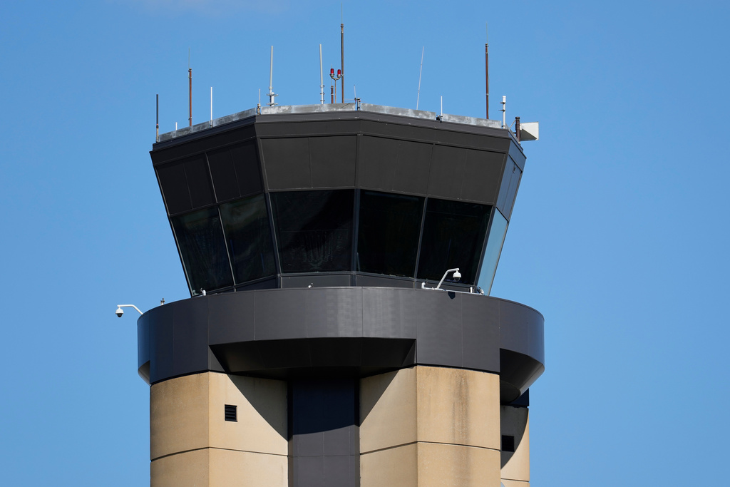 FILE - The control tower at Nashville International Airport stands Oct. 31, 2025, in Nashville, Tenn. (AP Photo/George Walker IV, File)