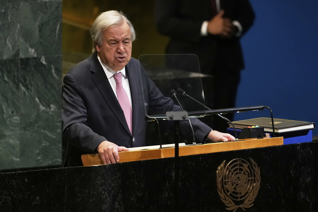 United Nations Secretary-General Antonio Guterres speaks at United Nations headquarters, Tuesday, Sept. 9, 2025. (AP Photo/Seth Wenig)