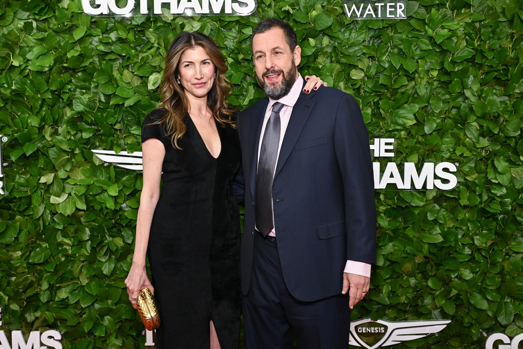 Jackie Sandler, left, and Adam Sandler attend The Gotham Film Awards at Cipriani Wall Street on Monday, Dec. 1, 2025, in New York. (Photo by Evan Agostini/Invision/AP)
