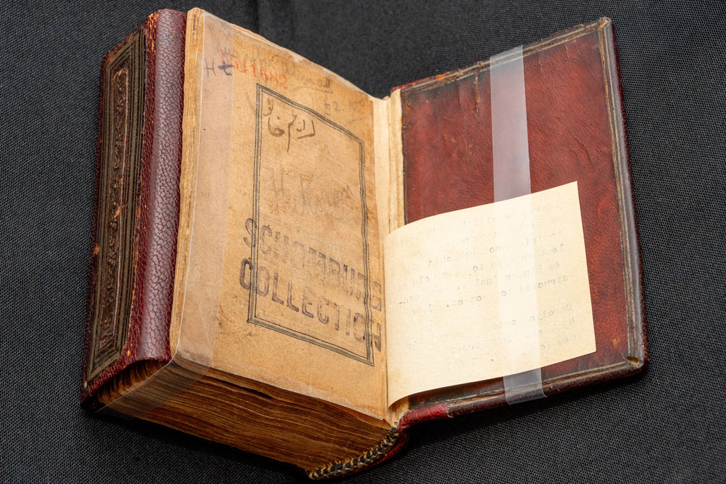 This photo provided by The New York Public Library shows the Schomburg Quran on Dec. 16, 2025 in New York. (Jonathan Blanc/The New York Public Library via AP)