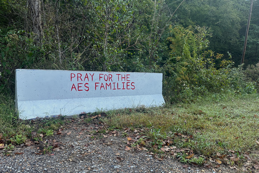 A sign is displayed near the site of an explosion at a explosives manufacturing plant about 60 miles southwest of Nashville, Tenn., on Saturday, Oct. 11, 2025. (AP Photo/Adrian Sainz) A sign is displayed near the site of an explosion at a explosives manufacturing plant about 60 miles southwest of Nashville, Tenn., on Saturday, Oct. 11, 2025. (AP Photo/Adrian Sainz)