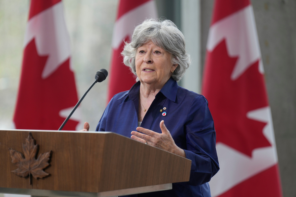 Louise Arbour speaks after being named the next Canadian governor general during a news conference in Ottawa on Tuesday, May 5, 2026. (Adrian Wyld/The Canadian Press via AP)