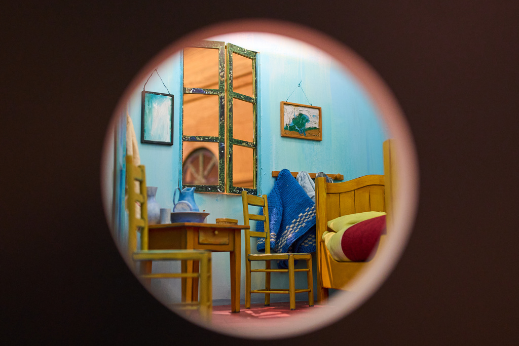 A diorama shows Vincent van Gogh's room at the Van Gogh Museum in Amsterdam, Netherlands, Wednesday, Oct. 1, 2025. (AP Photo/Peter Dejong)