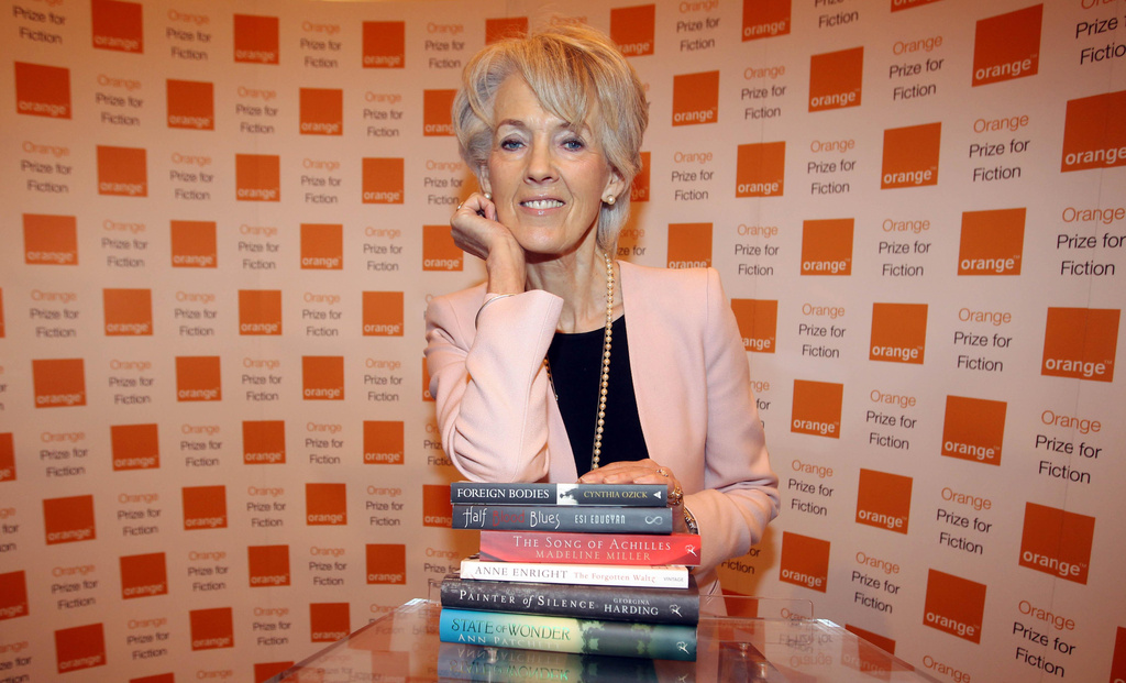 FILE - Joanna Trollope announces the shortlist for the Orange Prize for Fiction at in London, April 17, 2012. Joanna Trollope has died, her family said Friday Dec. 12, 2025. She was 82. (Lewis Whyld/PA via AP, File)