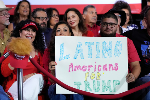 FILE - Supporters hold a sign before Republican presidential nominee former President Donald Trump arrives to speak during a campaign event, Sept.12, 2024, in Tucson, Ariz. (AP Photo/Alex Brandon, File) FILE - Supporters hold a sign before Republican presidential nominee former President Donald Trump arrives to speak during a campaign event, Sept.12, 2024, in Tucson, Ariz. (AP Photo/Alex Brandon, File)