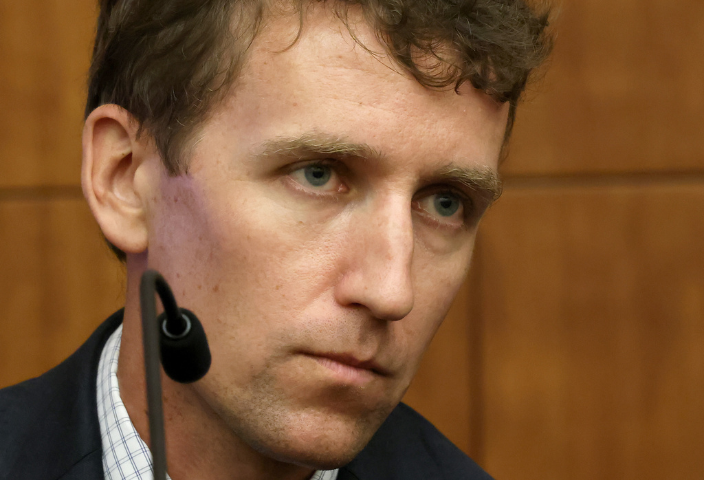 Patrick Clancy sits on the stand during the Lindsay Clancy murder trial at Plymouth Superior Court in Plymouth, Mass., on Wednesday, July 29, 2026. (David L. Ryan/The Boston Globe via AP, Pool)
