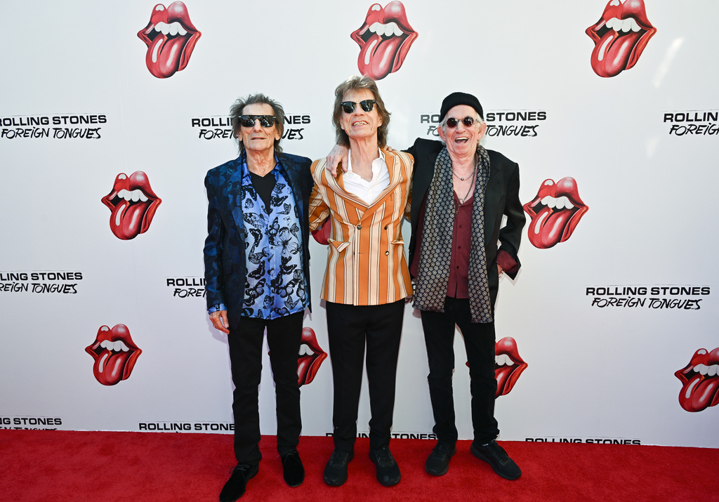 Ronnie Wood, left, Mick Jagger and Keith Richards attend The Rolling Stones "Foreign Tongues" album launch event on Tuesday, May 5, 2026, in New York. (Photo by Evan Agostini/Invision/AP)