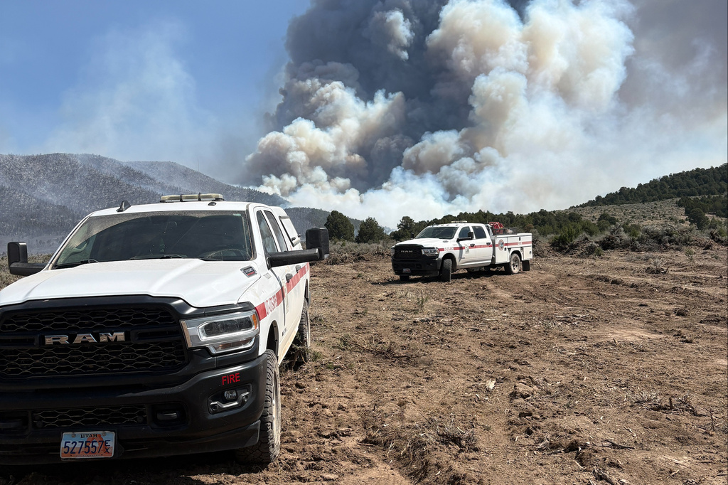 The Iron Fire burns outside near Eureka, Utah, Jun. 20, 2026. (Kelly Wickens/Utah Forestry, Fire State Lands via AP)