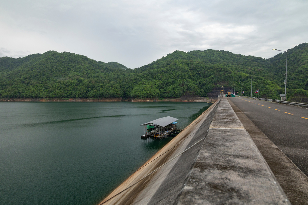 The Vajiralongkorn Dam is seen in Thong Pha Phum, Thailand on Friday, May 29, 2026. (AP Photo/Anton L. Delgado)