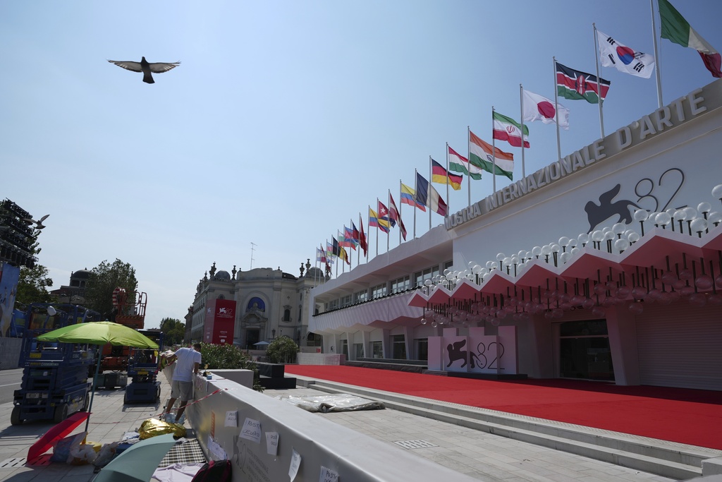A view of the main cinema ahead of the Venice Film Festival in Venice, Italy, on Tuesday, Aug. 26, 2025. (Photo by Alessandra Tarantino/Invision/AP)