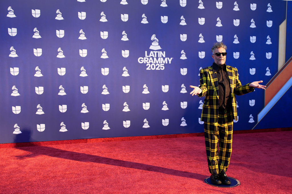 Fito Paez arrives at the 2025 Latin Grammys on Thursday, Nov. 13, 2025, at MGM Grand in Las Vegas. (AP Photo/John Locher)
