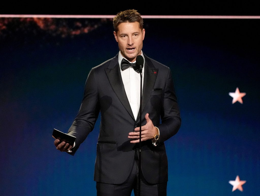 Justin Hartley presents the award for best casting and ensemble during the 31st Annual Critics Choice Awards on Sunday, Jan. 4, 2026, at The Barker Hanger in Santa Monica, Calif. (AP Photo/Chris Pizzello)