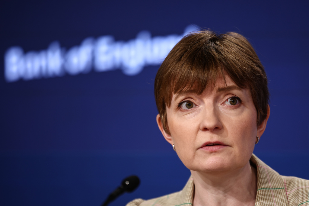 Bank of England (BoE) Deputy Governor Clare Lombardelli speaks during the Monetary Policy Report press conference in London, Thursday, July 30, 2026. (Henry Nicholls/Pool Photo via AP)