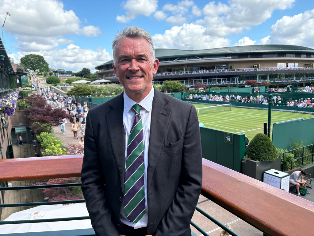 Neil Stubley, All England Club head of courts and horticulture at the Wimbledon Tennis Championships poses for a photographer in London, Wednesday, July 1, 2026.(AP Photo/Andrew Dampf)