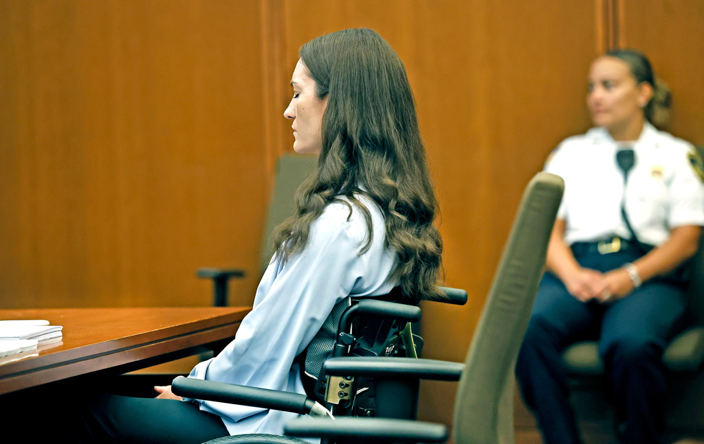 Lindsay Clancy sits as jury selection starts in her murder trial where she is charged in the 2023 killing of her three children, Monday, July 20, 2026, in Plymouth Superior Court in Plymouth, Mass. (Greg Derr/The Patriot Ledger via AP, Pool)