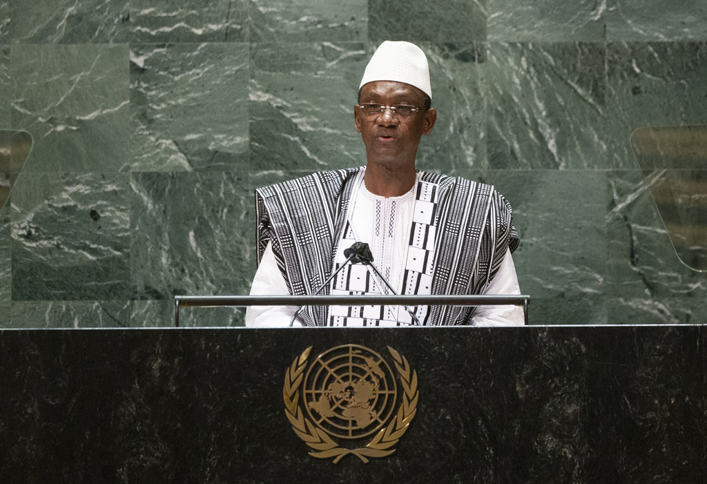 FILE - Mali's Prime Minister Choguel Maiga addresses the 76th session of the United Nations General Assembly at U.N. headquarters, Sept. 25, 2021. (Kena Betancur/Pool Photo via AP, File)
