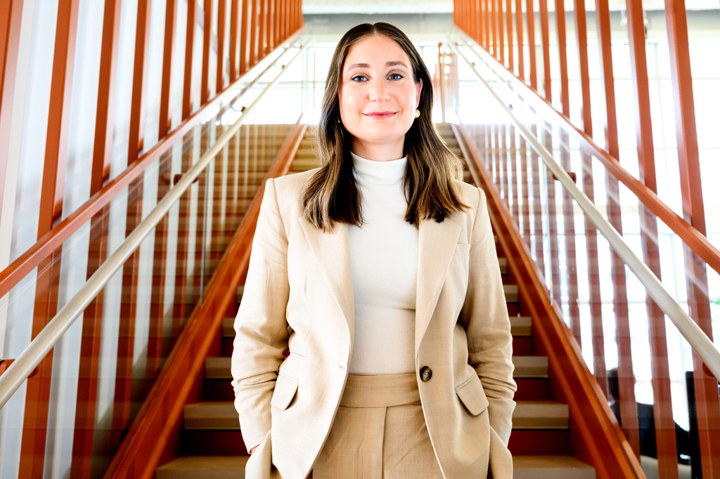 Anthropic co-founder and president Daniela Amodei stands for a portrait at her company's San Francisco headquarters on Friday, May 22, 2026. (AP Photo/Noah Berger)