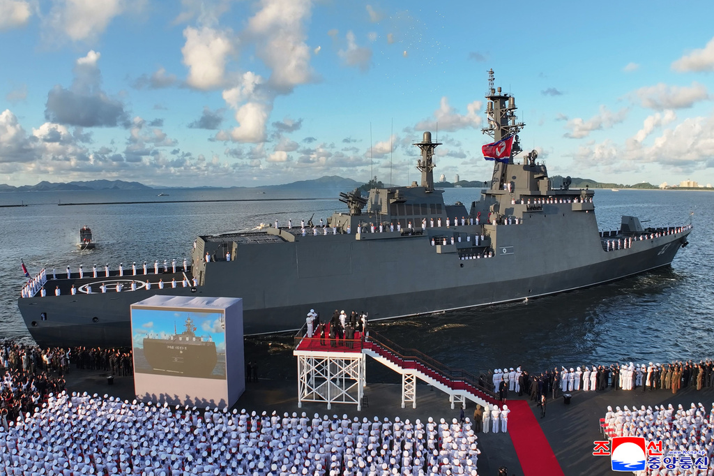 This photo provided by the North Korean government, shows a destroyer, Kang Kon at a commissioning ceremony at a port in Wonsan, North Korea Sunday, Sept. 6, 2026. Independent journalists were not given access to cover the event depicted in this image distributed by the North Korean government. The content of this image is as provided and cannot be independently verified. Korean language watermark on image as provided by source reads: "KCNA" which is the abbreviation for Korean Central News Agency. (Korean Central News Agency/Korea News Service via AP)