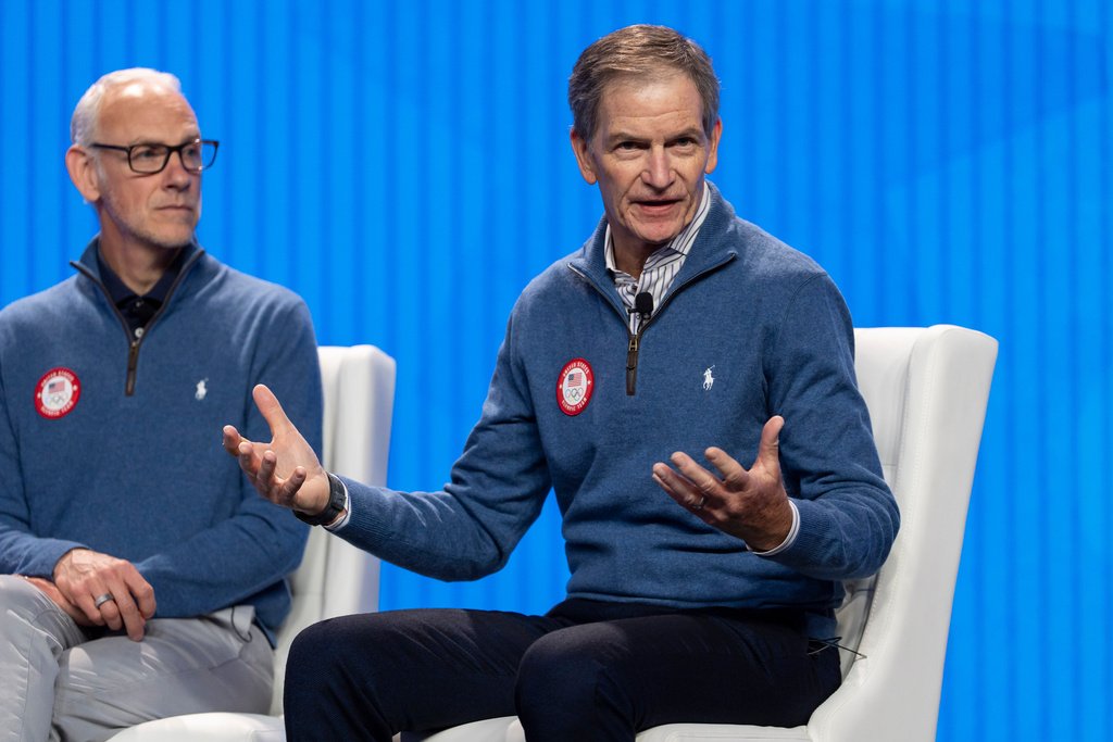 Board Chair and President of the U.S. Olympic & Paralympic Committee Gene Sykes speaks during a press conference during Team USA Media Summit, on Tuesday, Oct. 28, 2025, in New York. (AP Photo/Yuki Iwamura)