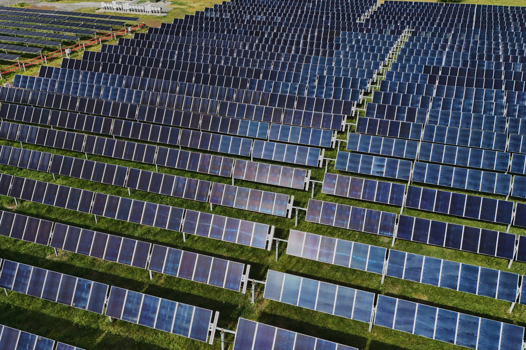 FILE - Solar panels operate April 28, 2026, at a farm in Christiana, Tenn. (AP Photo/Joshua A. Bickel, File)